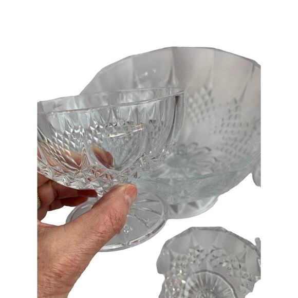 Vintage Crystal Compote Pedestal Serving Bowl and 4 Compote Dishes - Picture 2 of 10
